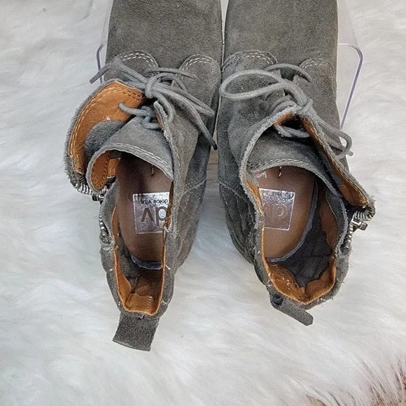 DOLCE VITA KALEN Quilted Suede Ankle Wedge Booties Ankle Boot Olive Size 8 - Picture 4 of 14